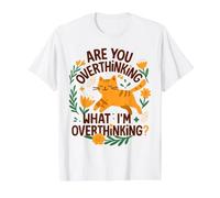 ¿Estás Pensando Demasiado en lo Que Estoy Pensando Demasiado? Gato Gracioso Camiseta gráfica económica, Hombre, Blanco, S