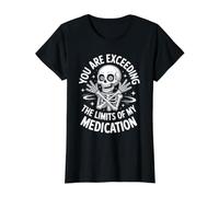 Estás superando los límites de mi medicación Funny Intovert Camiseta gráfica económica, Mujer, Negro, XS