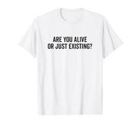 ¿Estás Vivo o Simplemente Existe? Pregunta de Vida Profunda Camiseta gráfica económica, Hombre, Blanco, L