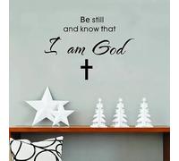 "Estate quieto y sabe que soy Dios" Pegatina de vinilo para la pared, citas religiosas, Bendigas de Dios, calcomanía para la pared en casa 60cmx45cm
