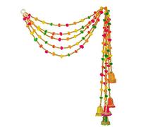 Estationeryhouse Guirnalda india hecha a mano con pompones, 1,2 m aprox, paquete de 5 guirnaldas de colores mixtos Diwali Navidad Festival eid Ocasiones (Mixcolor)