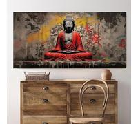 Estatua abstracta de Buda meditando sentado en el loto, póster religioso, lienzo, pintura, arte de pared, imagen moderna para decoración del hogar, 40 x 80 cm, sin marco