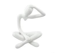Estatua abstracta de pensador, escultura de arte moderno con diseño hueco, decoración de estantería y decoración del hogar (blanco)
