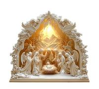 Estatua acrílica de Escritorio con Escena navideña 2D para recién Nacido, Adecuada para la decoración del hogar.(E)