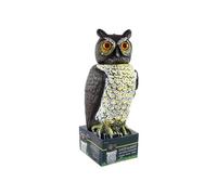 Estatua ahuyentadora de palomas en forma de búho, resistente a la intemperie, ideal para jardines y terrazas para mantener aves alejadas.