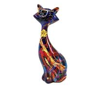 Estatua animal gato de resina sintética | Escultura colorida para decoración del hogar | Figura moderna para chimenea de estante mesita de noche sala de estar oficina