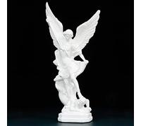 Estatua Blanca de San Miguel Arcangel de 12.4 Pulgadas, Estatua de San Miguel, estatuas de Resina de San Miguel, estatuas de San Miguel derrotando a Satanás, ángel religioso Adecuado para colección o