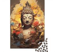 Estatua Buda Clásica Puzzle para Adultos Puzzle de 1000 Piezas Ilustración Artística Juego de Puzzle 1000 Piezas Papel Relax Familia Decoración Regalo 38x26cm/1000pcs