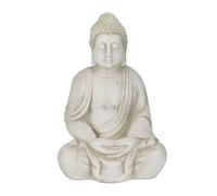 Estatua buda figura zen escultura decorativa Adorno budista 7,5 kg crema