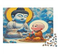 Estatua Buda Zen Puzzle de 1000 Piezas Papel para Adultos Oración Entre Nubes Relajación Hogar Familia Regalo 38x26cm/1000pcs
