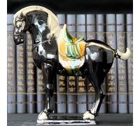 Estatua Caballo de Cerámica Alfarería Esmaltada Tricolor Dinastía Tang Escultura Caballo de Guerra Antiguo Figura Bendición Feng Shui Adorno Decoración Hogar Arte de Escritorio para Estante Oficina(E)