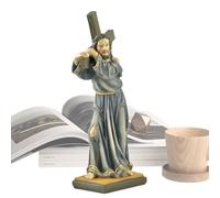 Estatua Católica de Jesús - Artesanía Religiosa Católica Fabricada En Resina,Estatuilla De Jesús En La Cruz - para Decoración de Fiestas, Escritorio, Sala de Estar, Iglesia, Oficina, Mesa de Centro