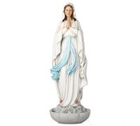 Estatua católica de Nuestra Señora de Lourdes, Figura de la Santísima Virgen María, Soporte de Rosario de Mesa, Regalo religioso, Escultura clásica renacentista de 10 Pulgadas de Alto, Pintada a Mano