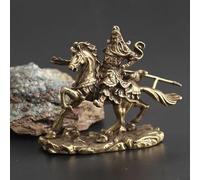 Estatua china de cobre Guan Gong del Dios de la riqueza hecha a mano antigua figura artesanal decoración del hogar mesa escritorio adorno de latón macizo decoración china bendición