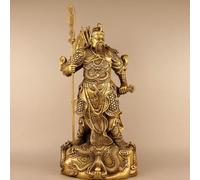 Estatua China de Cobre Puro Feng Shui Guan Gong Dios de la Riqueza Decoración del hogar y la Oficina Wu Dios de la Riqueza Estatua de Guan Yu Los Mejores Regalos de Muebles