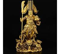 Estatua China de Cobre Puro Feng Shui Guan Gong Dios de la Riqueza Decoración del hogar y la Oficina Wu Dios de la Riqueza Estatua de Guan Yu Los Mejores Regalos de Muebles
