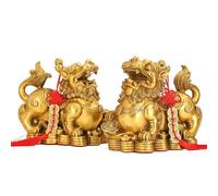 Estatua china de Feng Shui Pi Xiu con nudo de moneda de dinero, decoración de riqueza y prosperidad de latón de 8.2 pulgadas para el hogar, oficina y tienda, dije de la suerte para abundancia y éxito