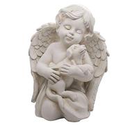 Estatua Conmemorativa de Ángel Con Perro - Figura de 7 Pulgadas para Interiores y Exteriores, Hogar, Jardín - Guardián, Recuerdo de Cachorro