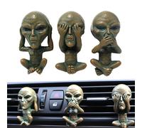 Estatua de alienígena para decoración de ventilación de coche, 3 clips de ventilación de coche alienígena, clips de ambientadores divertidos 2 en 1, accesorios lindos, decoración estética de salida de
