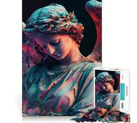Estatua de ángel con Luces de neón Rompecabezas de 1000 Piezas para Adultos Diversión Garantizada Corte láser Tiempo de relajación y Ejercicio Mental en casa (50x75cm)