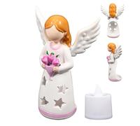 Estatua De Ángel Con Luz De Candelabro - Figura Decorativa Decorativa De Resina Con Candelabro LED Y Flor | Decoración Del Hogar Para Dormitorio, Navidad, Día De La Madre, Regalos De Cumpleaños Para M