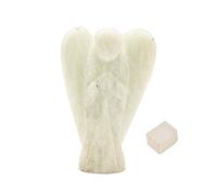 Estatua de ángel de amazonita de bolsillo de guardián espiritual tallada con piedras preciosas curativas Reiki, 2 pulgadas aproximadamente con cubo de selenita, curación completa
