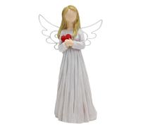 Estatua de ángel de la Guarda, Figuras de ángeles - Estatua de ángel de la Guarda de Resina | Figura de ángel de la Guarda Que sostiene un del corazón 'Amor Figura Coleccionable Decor