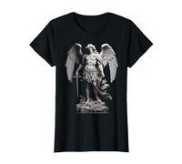 Estatua de ángel de San Miguel Arcángel Camiseta, Mujer, Negro, L