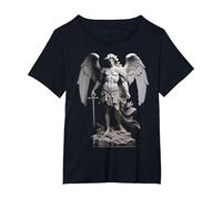 Estatua de ángel de San Miguel Arcángel Camiseta, Mujer Tallas Grandes, Negro, 6XL Grande