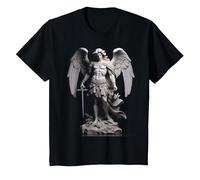 Estatua de ángel de San Miguel Arcángel Camiseta, Niños, Negro, 12 años