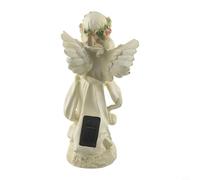 Estatua de ángel solar, adorno de jardín al aire libre, decoración de césped de resina, arte de patio iluminado, decoración de balcón, figura de oración, jardín resistente a la intemperie