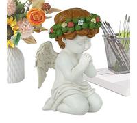 Estatua de ángeles de jardín al aire libre, decoración retro de rodillas orando con ala, decoración de jardín de ángeles, para puertas traseras del hogar, patio, césped, patios, porches delanteros