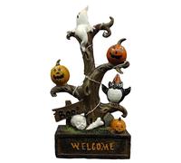 Estatua De Árbol De Halloween Genérico - Decoración De Forma De Árbol | Escena De Resina Brillante Prop | De Colección | Adolescentes Adultos Amigos Vecinos Familiares | Acento De Vacaciones