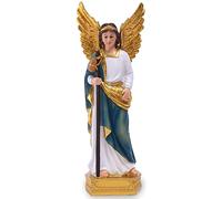 Estatua de Arcángel Rafael de 23 cm - Estatua católica del Arcángel Rafael, Figura de ángel para Altar en el hogar, decoración Cristiana Religiosa y Escultura de ángel guardián sanador