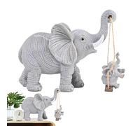 Estatua de bebé elefante, figura madre bebé elefante | Sentado en la figura de resina Swing Mom Elephant | Colección de esculturas de animales, elefante de la suerte para el salón, la