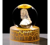 Estatua de bola de Jesús 3D de cristal de 2.36 pulgadas, regalos cristianos para mujeres y hombres, esfera religiosa de cristal para Cristo con luz cálida, regalo divertido de Jesús para adornos