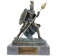 Estatua de bronce del guerrero griego de Aquiles de la guerra de Troya con base de mármol de 14 cm