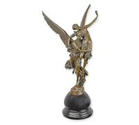 Estatua de bronce Gloria Victis - Reproducción del Museo Antonin Mercié | Escultura de bronce real de 19.3 pulgadas sobre base de mármol griego | Fundido a la cera perdida