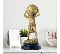 Estatua de bronce hecha a mano del Atlas de 13.4 pulgadas, escultura de mitología griega, figura fundida de cera perdida para decoración del hogar y la oficina, para los amantes de la historia y la