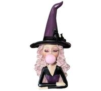 Estatua De Bruja De Halloween - Estatua De Bruja | Figura Dee Colección De Resina Soplando Chicle | Figura Gótica De Halloween Ens Resina Brujas | Escultura Gótica En Resinas Dee