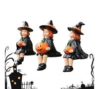 Estatua de bruja, elementos de calabazas, figuras de resina, sombreros de brujas, escultura de bruja de calabaza, adornos de resina para Halloween, escritorio, chimenea, dormitorio, hogar, estantería