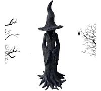 Estatua de Bruja Encantadora Pintada a Mano: guardiana mística del hogar, decoración gótica Vintage para repisa o Porche, Figura Protectora contra maldiciones. (1pc 8in)
