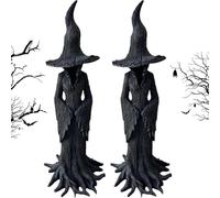 Estatua de Bruja Encantadora Pintada a Mano: guardiana mística del hogar, decoración gótica Vintage para repisa o Porche, Figura Protectora contra maldiciones. (2 pcs 12in)