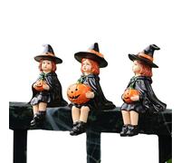 Estatua de Brujas: Figura de Bruja de Resina Pintada a Mano con Linterna de Calabaza, decoración de Halloween de Escritorio de 10x6x3cm para el hogar, Sala de Estar, Dormitorio, estantería