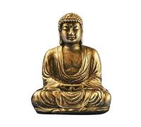 Estatua de Buda, 1 pieza de 7 cm/2,8 pulgadas de escultura antigua de Buda sentado meditando en resina, figura tallada a mano for decoración de interiores.(Gold)