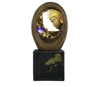 Estatua de Buda Buda Chino Adornos de Agua Que Fluye Sala de Estar Fuente de Piso Oficina Zen Decoraciones para el hogar Estatua de Buda Decoración Feng Shui (Color: Gris)