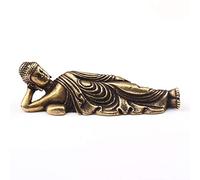 Estatua de Buda, Buda de latón macizo puro, antigua figura de Guanyin durmiendo de cobre, adorno vintage de latón, decoración artesanal for el hogar.