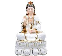 Estatua de Buda de cerámica Blanca Avalokitesvara Bodhisattva de diseño Exquisito para decoración Zen, figurita de Buda, Adorno, Escultura Artesanal, Obra de Arte.