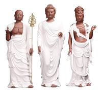 Estatua de Buda de cerámica de diseño Exquisito, Tres Santos del Oeste, Adornos de Escritorio, estatuilla de Buda para decoración Zen, Escultura, Obra de Arte de 22 x 20 x 65 cm