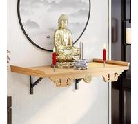 Estatua de Buda de madera montada en la pared, altar que ahorra espacio para decoración del hogar, pequeña mesa de altar budista